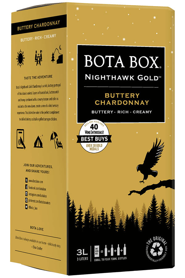 Bota Box Nighthawk Gold Buttery Chardonnay 3L - Chardonnay | Shop Online at Bottlestork