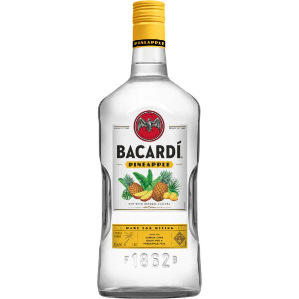 Bacardi Pineapple rum bottle on a white background