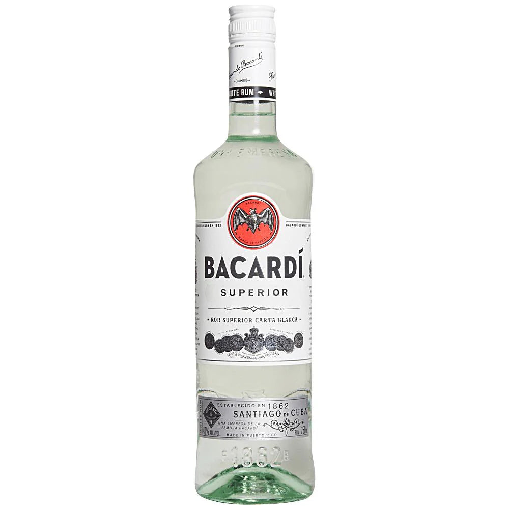 Bacardi Superior rum bottle on a white background