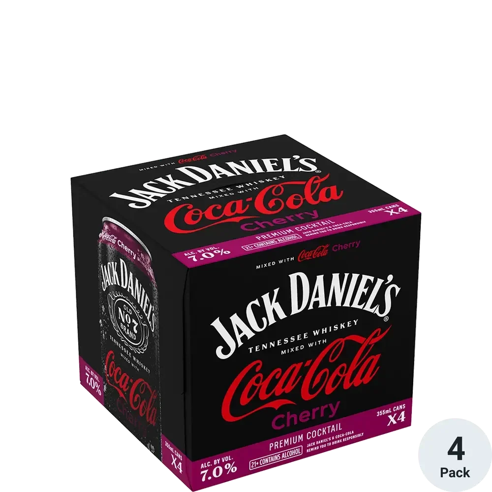 Jack Daniels Whiskey & Cherry Coke 4 Pack