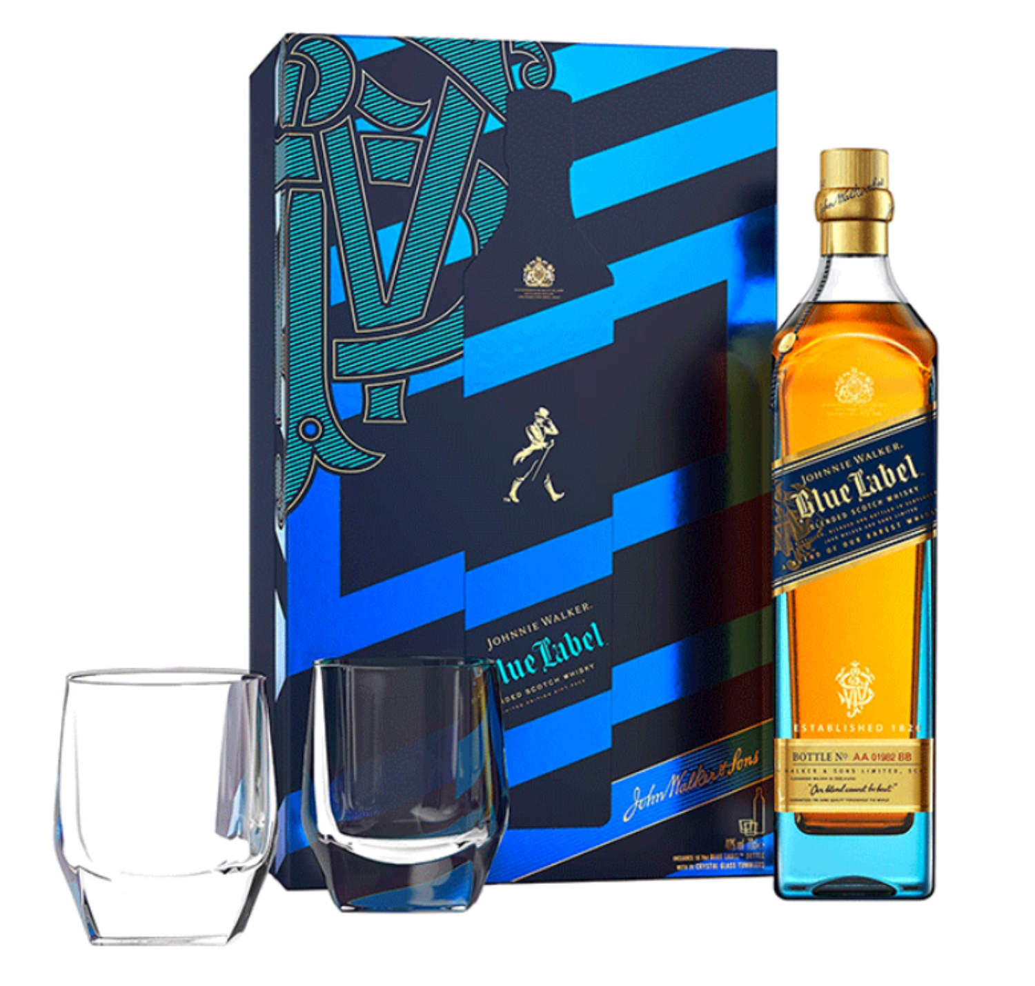 Johnnie Walker Blue Label Gift Set with 2 Glasses