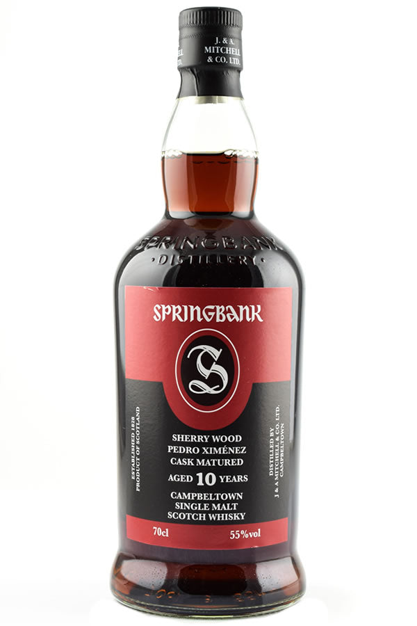 Springbank 10 Year PX Sherry Finish single malt — Campbeltown whisky with dried fruit, toffee, and gentle smoke