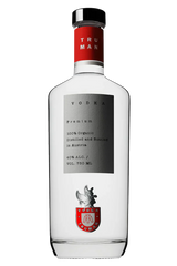 Truman Vodka bottle with red and black label on a white background