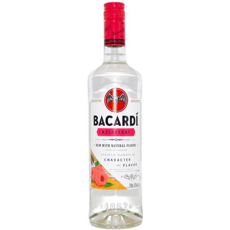Bacardi Raspberry bottle on a white background