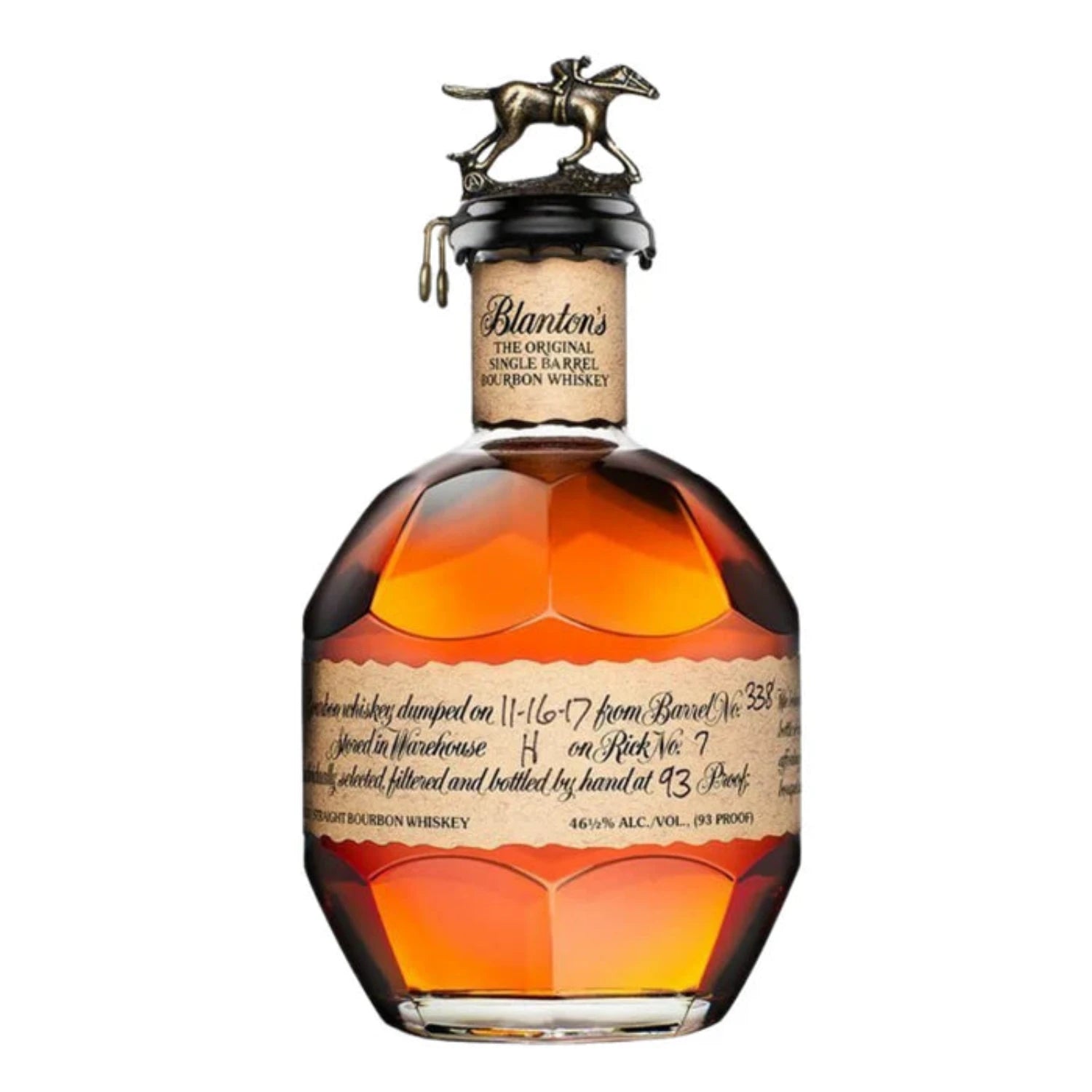 Blanton’s Original Single Barrel Bourbon Whiskey bottle – premium Kentucky bourbon with horse stopper, perfect for collectors and gifting.