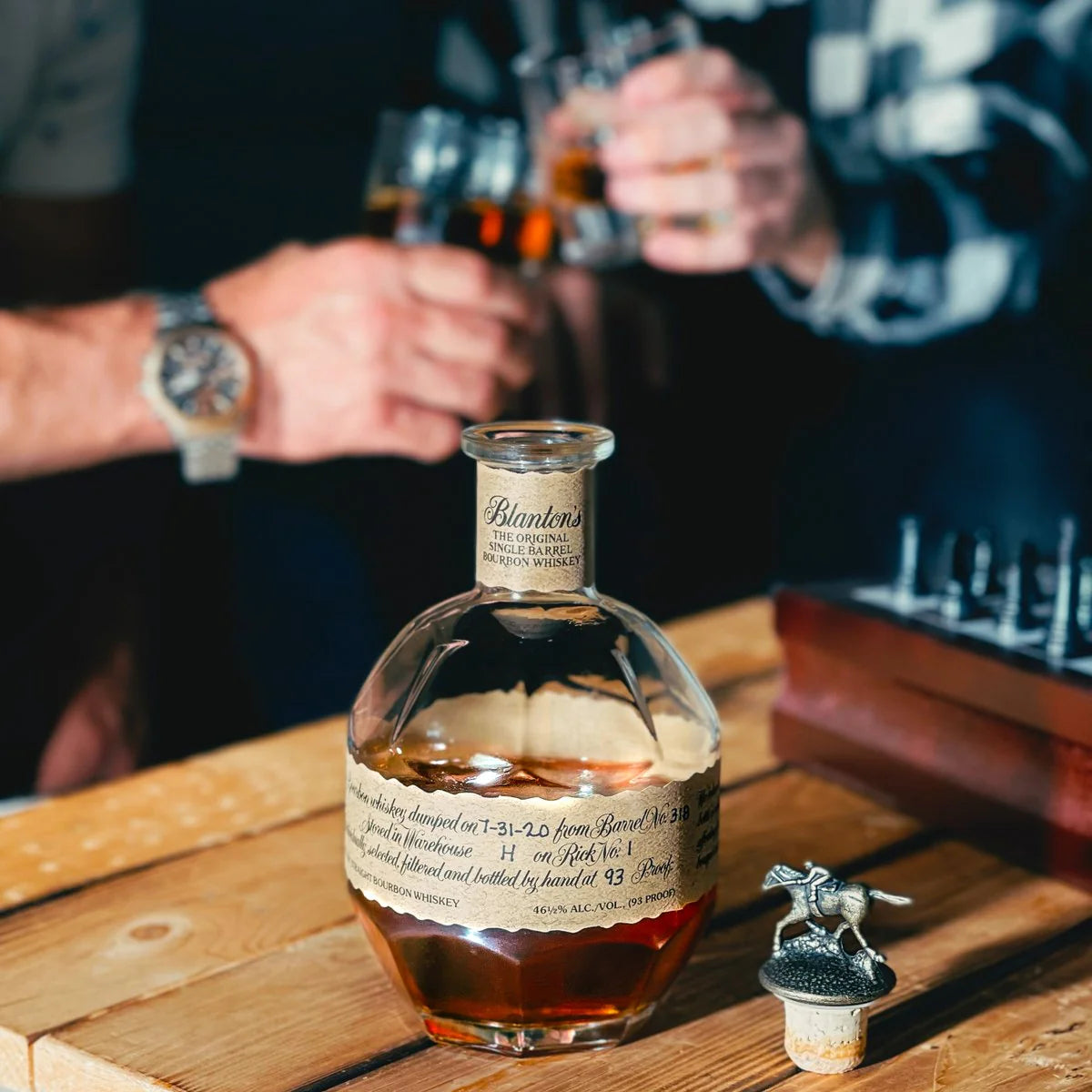 Blanton’s Original Single Barrel Bourbon bottle with horse stopper – premium Kentucky whiskey with rich tasting notes of caramel, vanilla, and oak – perfect for gifting or collecting