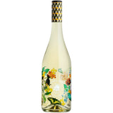 Wine bottle with floral design on a white background